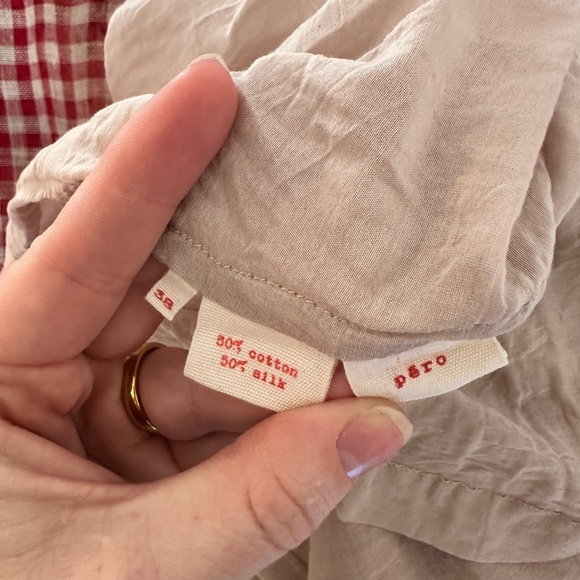 péro Cotton Silk Beige Chemise Dress Scoop Neck Sleeveless Woven Women's Small - Picture 6 of 7